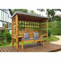 Charles Taylor Wooden Garden Wentworth Three Seater Arbour Grey With Grey Cushion -Plants outlet store FU102701 3 9957