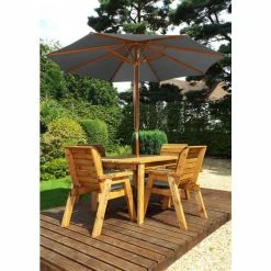 Charles Taylor Wooden Garden Four Seater Rectangular Table Set With Grey Cushion -Plants outlet store FU102704 2 35a1