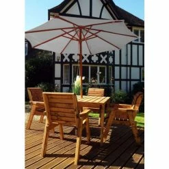 Charles Taylor Wooden Garden Four Seater Square Table Set With Grey Cushion -Plants outlet store FU102705 2 9246