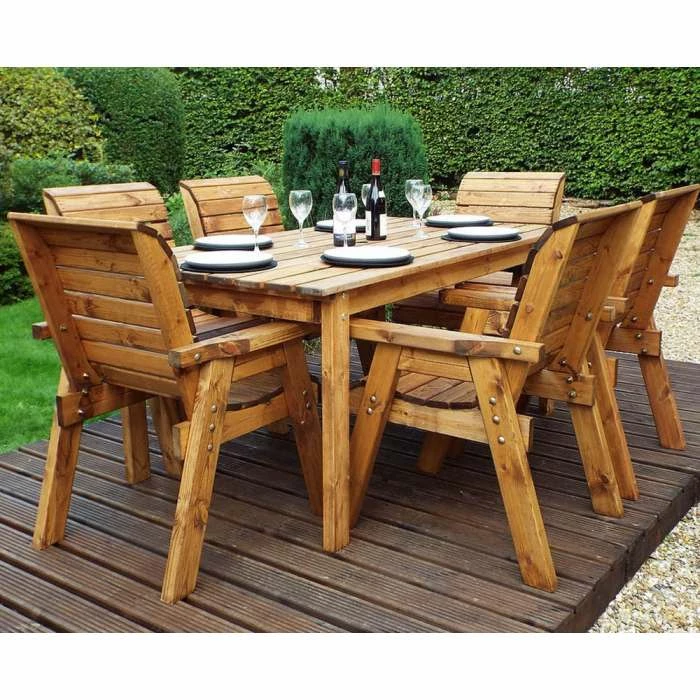 Charles Taylor Wooden Garden Six Seater Table Set With Grey Cushion And Parasol 3 Charles Taylor Wooden Garden Six Seater Table Set With Grey Cushion And Parasol