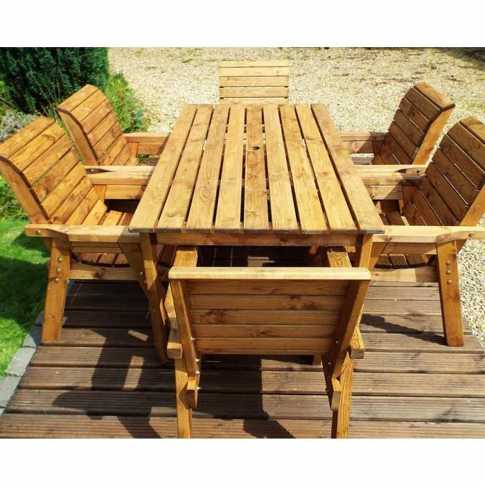 Charles Taylor Wooden Garden Six Seater Table Set With Grey Cushion And Parasol 5 Charles Taylor Wooden Garden Six Seater Table Set With Grey Cushion And Parasol - Image 3