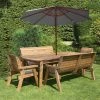 Charles Taylor Wooden Garden Eight Seater Table Set With Grey Cushion And Parasol -Plants outlet store FU102711 1 787a