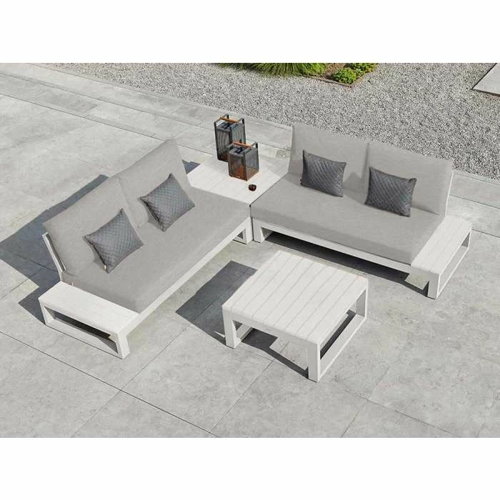 Lagos Weatherproof Corner Sofa Set With Side Tables In White By Norfolk Leisure 3 Lagos Weatherproof Corner Sofa Set With Side Tables In White By Norfolk Leisure