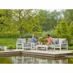Mallorca Weatherproof Lounge Set In White By Norfolk Leisure 9 Mallorca Weatherproof Lounge Set In White By Norfolk Leisure -Plants outlet store FU102972 3 4b8b