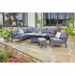 Timber Weatherproof Corner Sofa Set With Coffee Table & Armchair By Norfolk Leisure