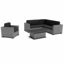 Aya Weatherproof Corner Sofa Set With Coffee Table In Grey By Norfolk Leisure -Plants outlet store FU102984 2 4bd1