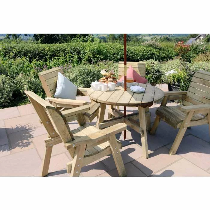 Wooden Charlotte Round Table With 4 Chairs 6 Wooden Charlotte Round Table With 4 Chairs - Image 4