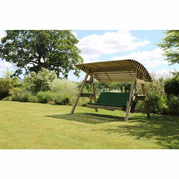 Wooden Miami 3 Seater Swing Seat And Green Pad 4 Wooden Miami 3 Seater Swing Seat And Green Pad - Image 2