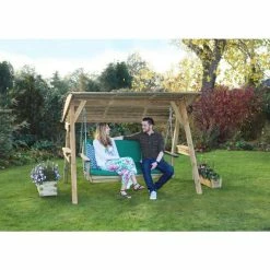 Wooden Miami 3 Seater Swing Seat And Green Pad 8 Wooden Miami 3 Seater Swing Seat And Green Pad -Plants outlet store FU103421 3 afaa
