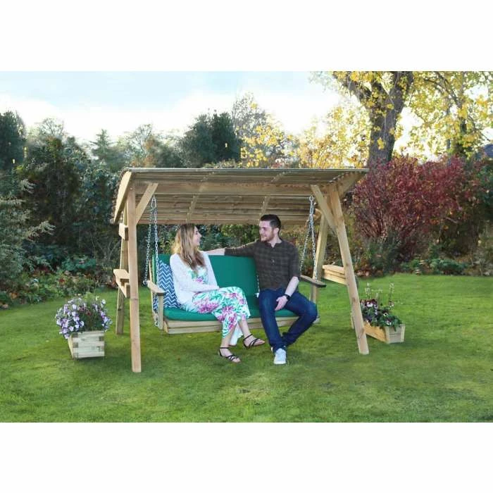 Wooden Miami 3 Seater Swing Seat And Green Pad 5 Wooden Miami 3 Seater Swing Seat And Green Pad - Image 3