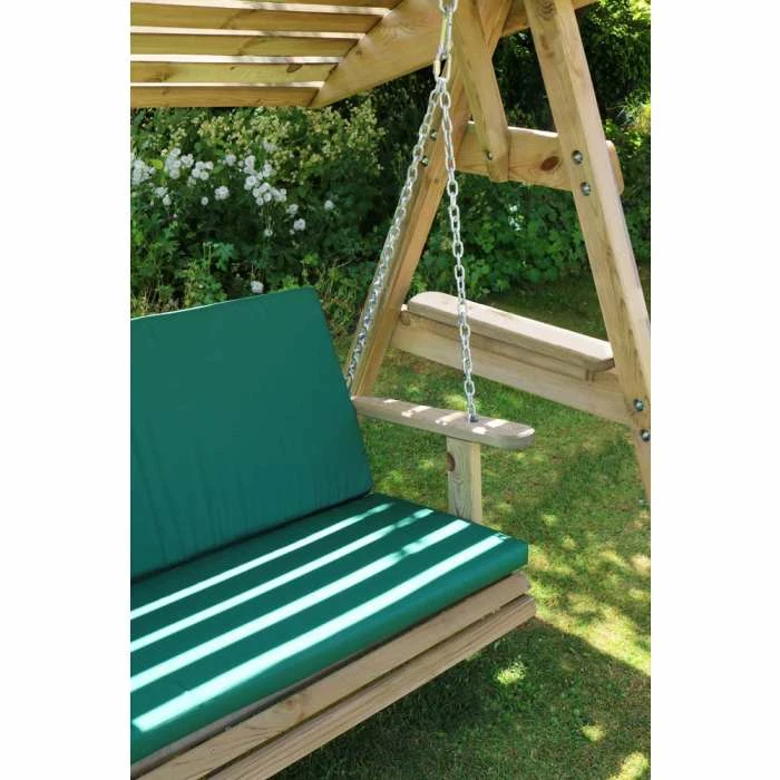 Wooden Miami 3 Seater Swing Seat And Green Pad 6 Wooden Miami 3 Seater Swing Seat And Green Pad - Image 4