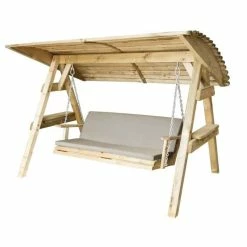 Wooden Miami 3 Seater Swing Seat And Stone Pad
