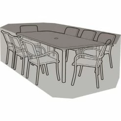 Rectangular 8 Seater Furniture Set Cover 295cm X 89cm - Premium - Green -Plants outlet store FU10620 add image 2 f9f9