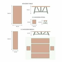 Rustic Cement & Acacia Wood 6 Seater Dining Set With Benches By Primrose Living -Plants outlet store FU17145 V2 c23c