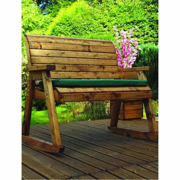 Charles Taylor Wooden Garden Rocking Bench With Burgundy Cushions And Standard Cover 4 Charles Taylor Wooden Garden Rocking Bench With Burgundy Cushions And Standard Cover - Image 2
