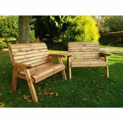 Charles Taylor Twin Bench Companion Set With Angled Tray Table - Redwood -Plants outlet store FU316071 add image 1 21ec