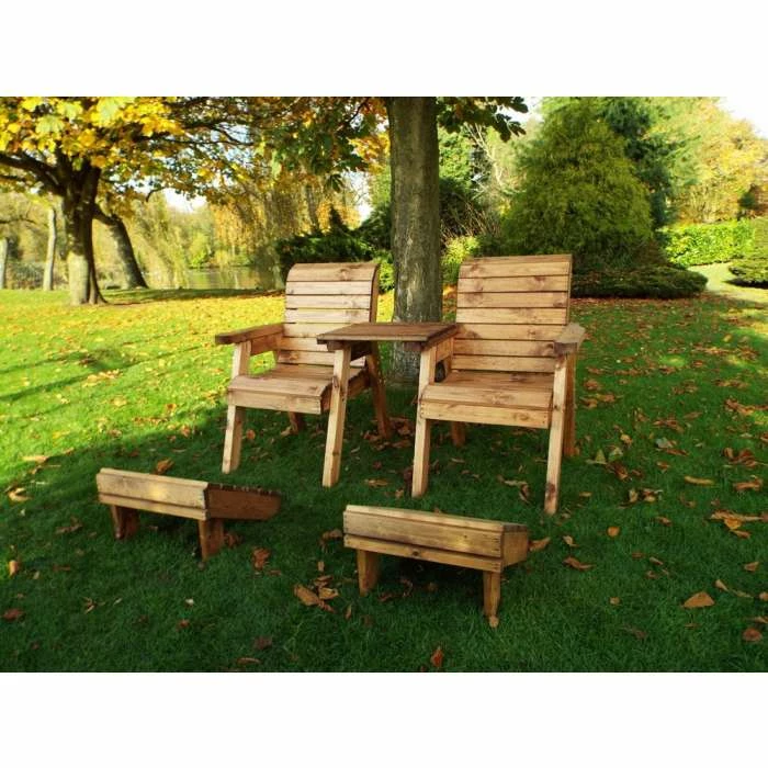 Charles Taylor Deluxe Lounger Set With Square Tray Table - Redwood 4 Charles Taylor Deluxe Lounger Set With Square Tray Table - Redwood - Image 2