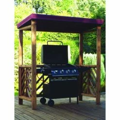 Charles Taylor Dorchester BBQ Shelter With Burgundy Roof Cover - Redwood