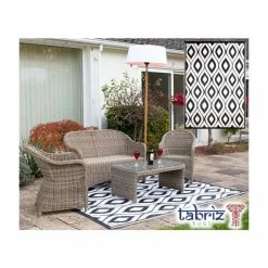 1.8m X 2.5m Outdoor Samti Rug In Black By Tabriz Rugsā¢