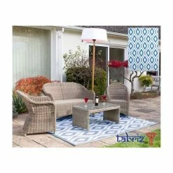 1.2m X 1.8m Outdoor Samti Rug In Blue By Tabriz Rugsā¢