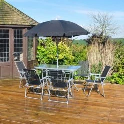 6 Seater Garden Furniture Set With Parasol