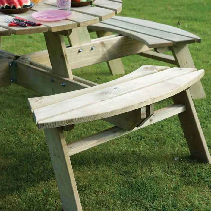 Eight Seater Round Wooden Picnic Table By Rowlinson® 4 Eight Seater Round Wooden Picnic Table By Rowlinson® - Image 2