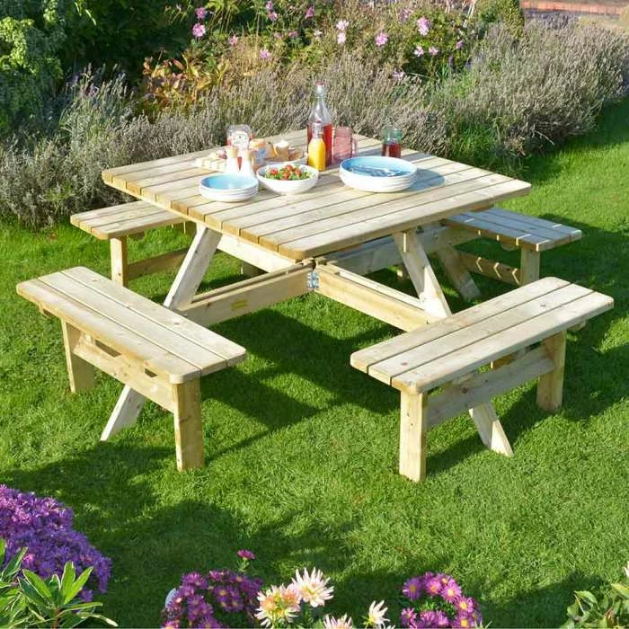Eight Seater Square Picnic Table By Rowlinson® 3 Eight Seater Square Picnic Table By Rowlinson®