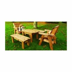 Little Fella's Redwood Childrens' Table With Chairs And Benches