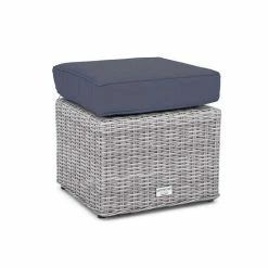 Luxury Rattan Small Square Footstool In Pebble By Primrose Living