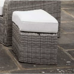 Luxury Rattan Curved Stool In Grey By Primrose Living