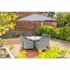 3m Parasol With Crank And Tilt In Grey By Primrose Living