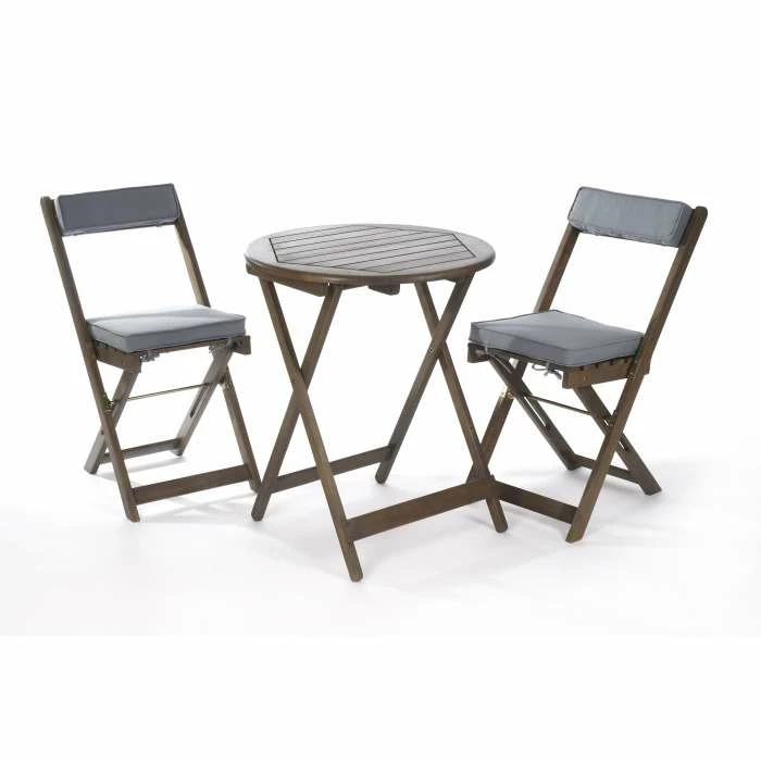 Raffles Acacia Bistro Set With Cushions Woodland Grey 5 Raffles Acacia Bistro Set With Cushions Woodland Grey - Image 3