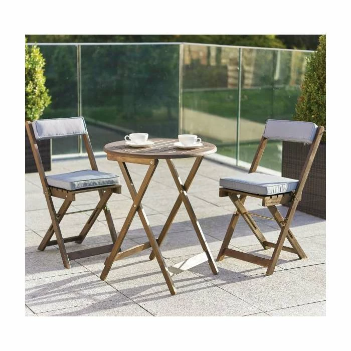 Raffles Acacia Bistro Set With Cushions Woodland Grey 3 Raffles Acacia Bistro Set With Cushions Woodland Grey