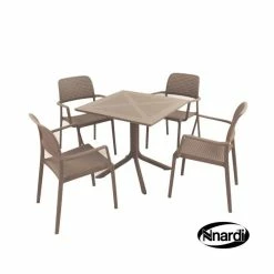 Turtle Dove Square Clip Table With 4 Bora Chairs Set