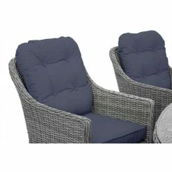 2x Luxury Rattan Rounded Back Dining Chairs In Light Grey By Primrose Living