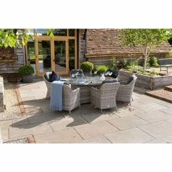 2x Luxury Rattan Rounded Back Dining Chairs In Light Grey By Primrose Living -Plants outlet store FU90043 rounded back dining chair light grey 3 51f9