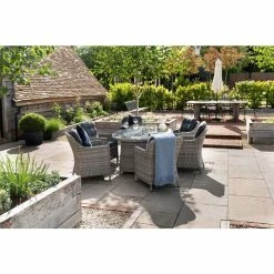 2x Luxury Rattan Rounded Back Dining Chairs In Light Grey By Primrose Living -Plants outlet store FU90043 rounded back dining chair light grey 4 813a