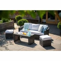 Open Rectangle Coffee Table In Grey By Primrose Living -Plants outlet store FU90082 open coffee table grey flat weave 4 5d04