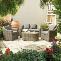 W1m (3ft 3in) Bunbury Four Seater Rattan Sofa Set By Rowlinson®