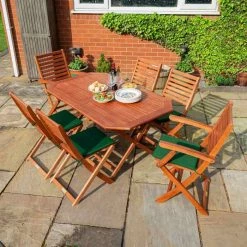 W1.4m (4ft 7in) Plumley 6 Seater Dining Set Hardwood By Rowlinson®