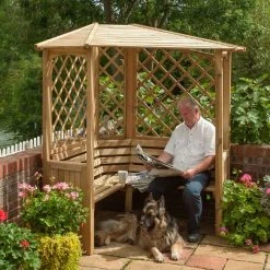 Balmoral Wooden Three Seater Corner Arbour With Trellis By Rowlinson® - 2.1m -Plants outlet store GS0335 add image 1 a530