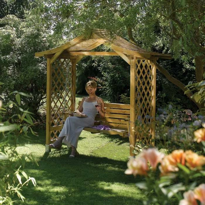 Dartmouth Wooden Two Seater Swing Arbour By Rowlinson® - 2.3m 3 Dartmouth Wooden Two Seater Swing Arbour By Rowlinson® - 2.3m