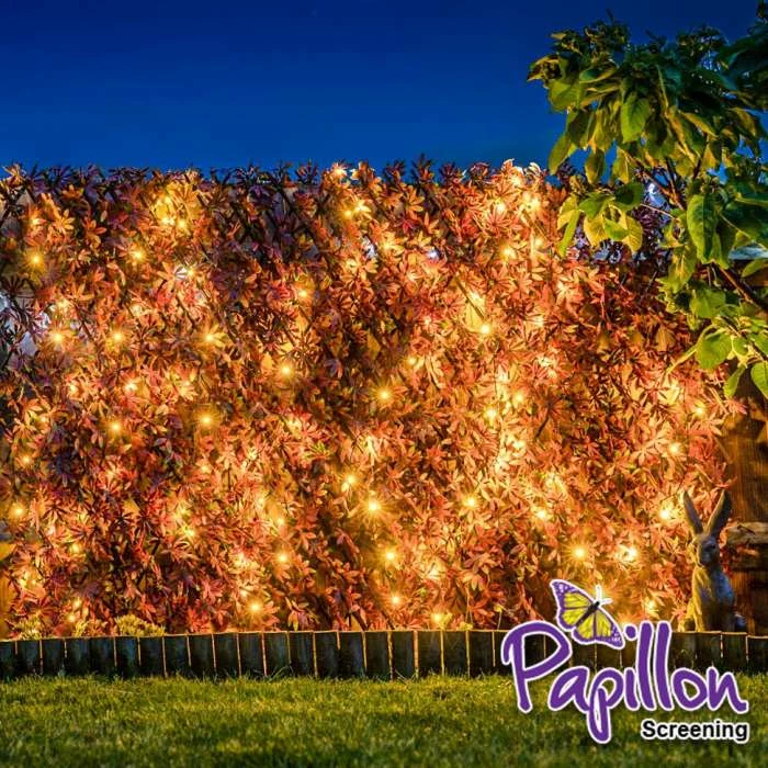 Extendable Artificial Red Acer Fencing Screening Trellis With LEDs 2.0m X 1.0m (6ft 7in X 3ft 3in) - By Papillon™ 3 Extendable Artificial Red Acer Fencing Screening Trellis With LEDs 2.0m X 1.0m (6ft 7in X 3ft 3in) - By Papillon™