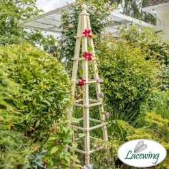 195cm Premium Cream Wooden Obelisk Plant Support By Lacewing™