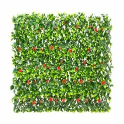 1 X 2m Extendable Artificial Red Flower Screening Trellis (3ft 3in X 6ft 7in) - By Papillon™ -Plants outlet store GS11005 add image 1 f629
