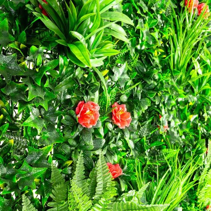 1x1m Artificial Mixed Plants Red Rose Green Wall Hedge Panel (3ft 3in X 3ft 3in) - By Papillon™ 4 1x1m Artificial Mixed Plants Red Rose Green Wall Hedge Panel (3ft 3in X 3ft 3in) - By Papillon™ - Image 2