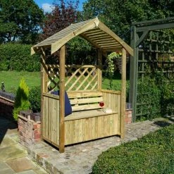 Stretton Wooden Two Seater Arbour With Storage Box By Rowlinson® - 2.1m