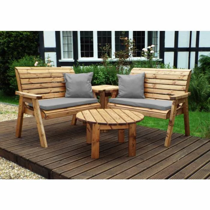 Charles Taylor Wooden Garden 4 Seater Corner Set With Grey Cushion 3 Charles Taylor Wooden Garden 4 Seater Corner Set With Grey Cushion