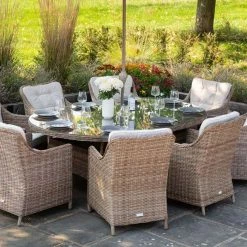 Luxury Rattan 8 Seater Oval Garden Dining Set By Primrose Living -Plants outlet store Natural FU102220 3 FullSetClose 8188