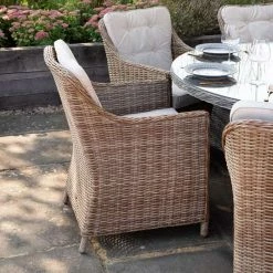 Luxury Rattan 8 Seater Oval Garden Dining Set By Primrose Living -Plants outlet store Natural FU102220 ChairSide 76b3